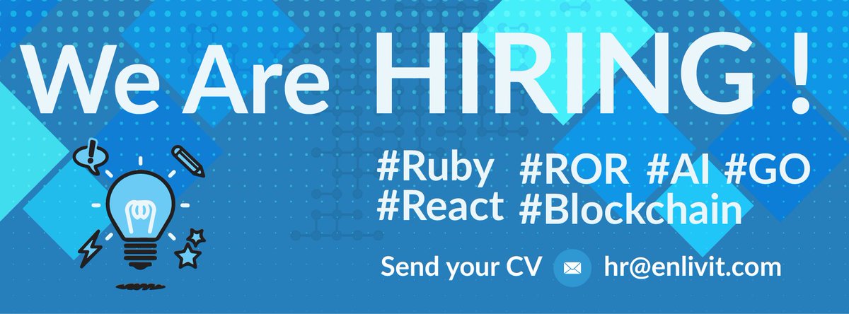 enlivtechnology's tweet photo. We Are Hiring! #Ruby #ROR #AI #GO #React #Blockchain #Vacancy https://t.co/mP7zoBVSRT