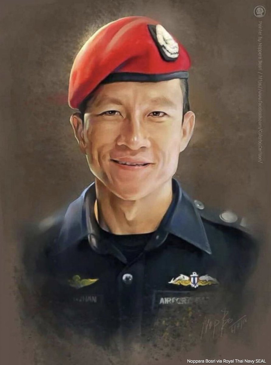Officer Saman Gunan died yesterday when providing supplies to trapped #ThaiCaveBoys He was a retired Thai Navy SEAL who volunteered to help with the rescue mission. Supplied oxygen cylinders to kids World needs to know what a real superhero looks like #ThailandCaveRescue
