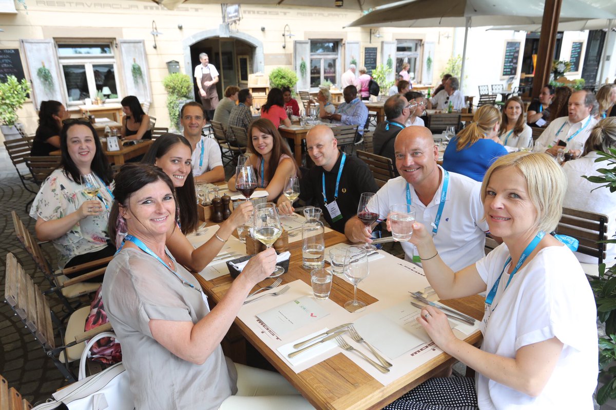 SloMeetings's tweet photo. A pleasant afternoon in #Ljubljana in a good company. Lots of good vibes &amp; curious #eventprofs discovering our capital and its delicious offer. #ICCAAMP @ICCAEurope @meetLjubljana @Kompas_1951 https://t.co/b47dTw3SNY