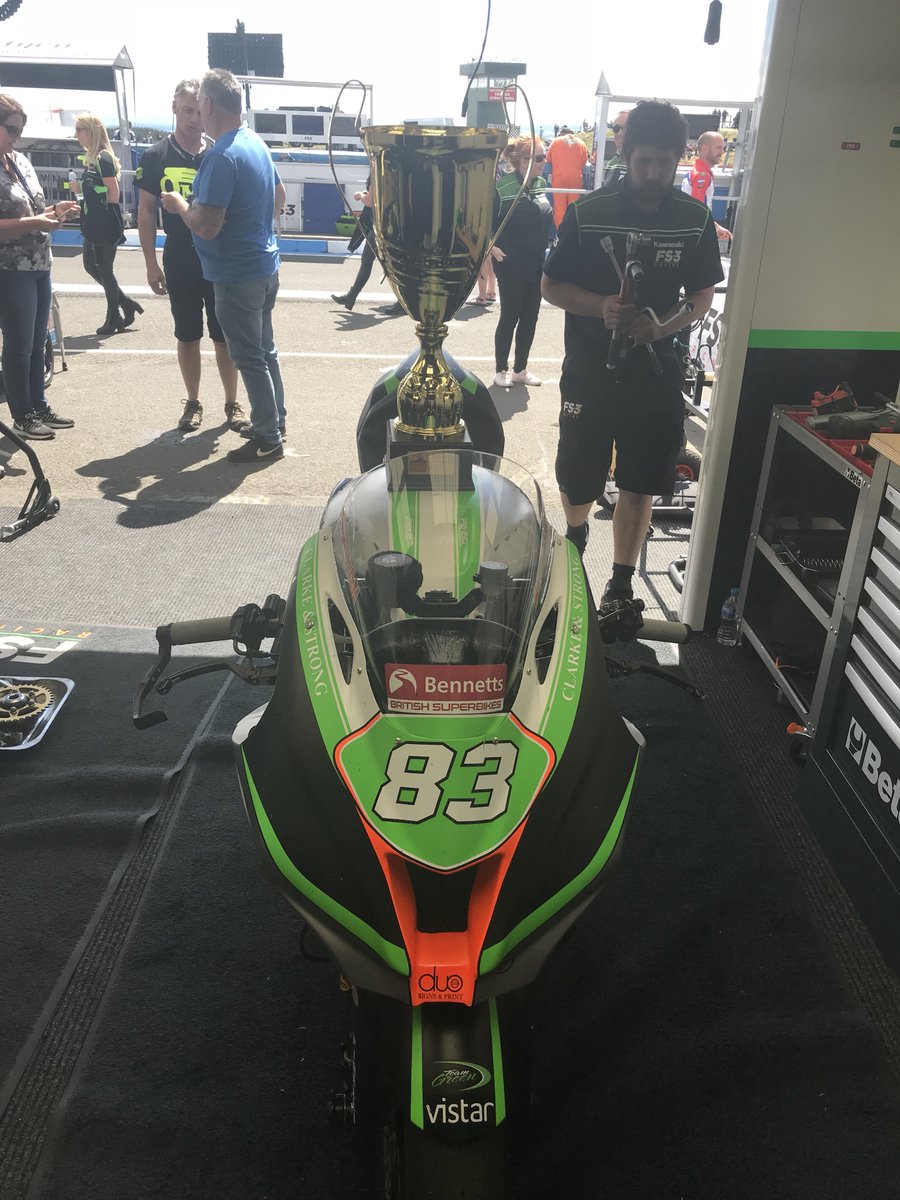 YESSSSSS!!!! P2!!!!! Incredible race <a href="/Buchan83/">Danny Buchan</a> We LOVE race day!!!!! I think we all need to come down off cloud 9 now and get ready for Race 2 😜👏 Thank you <a href="/krcircuit/">Knockhill Circuit</a> #bennettsBSB #knockhillBSB #teamgreen #teamgreenuk