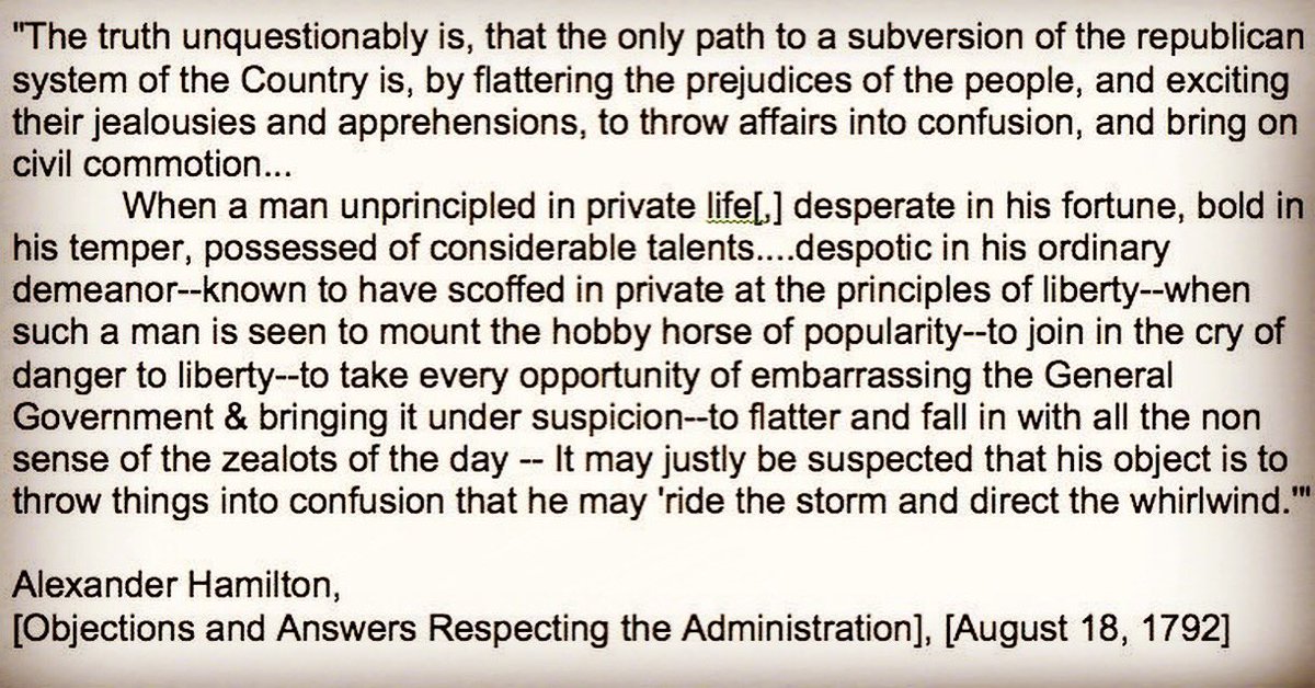 JohnFugelsang's tweet photo. you might want to sit down before you read this 1792 Hamilton quote. https://t.co/BsRwSExf5C