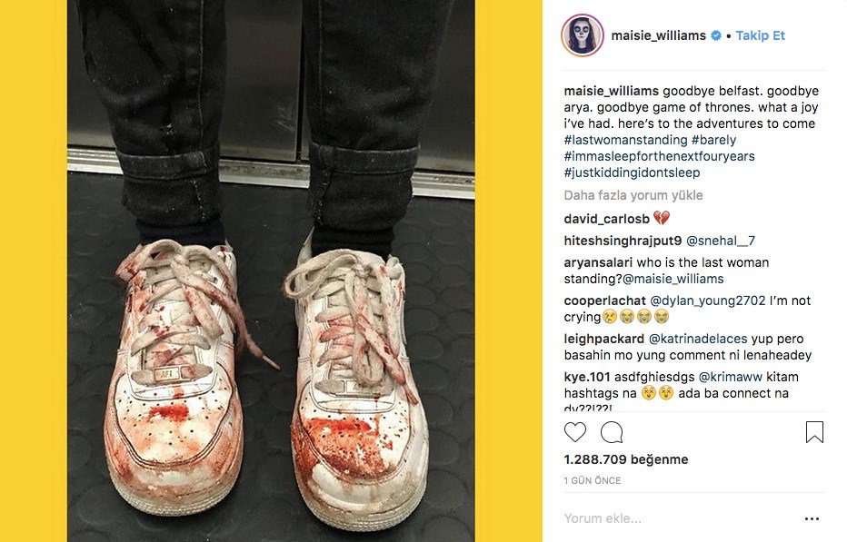 teknolojituru's tweet photo. Namı-diğer '#Arya' Maisie Williams’ın, Instagram'daki Game of Thrones paylaşımı #GoT Detaylar inanılmaz... https://t.co/Anhgcsvwqw https://t.co/Tc1X1JBaSh