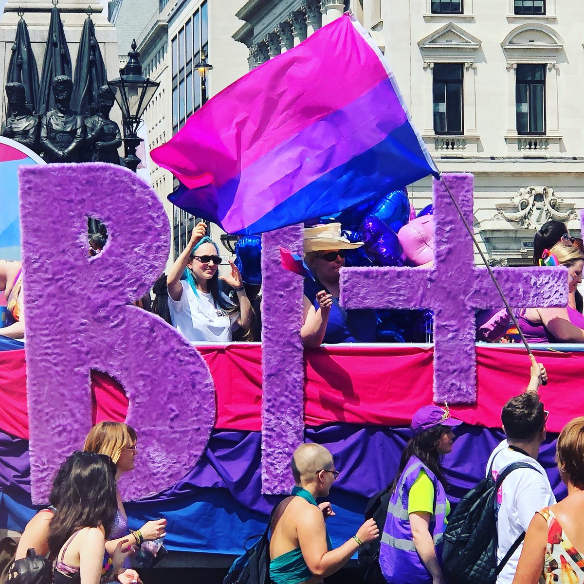 HildeVossen's tweet photo. Woohoo! The first Bi+ Float in 47 years of #LondonPride UK! Looks fantastic! Absolutely Bi fabulous! #BiPrideFloat #PrideinLondon #DoBetterBiUs #BiPride #Bivisibility #Bisexual #BiTwitter 💖💜💙 @bisexualindex @we_are_biscuit Photos : @alex_esche @mediaevalgirl @Josh_Scully https://t.co/CILsv1DT3W