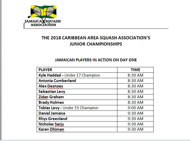 JamaicaSquash's tweet photo. Jamaican players in action this morning at the Junior #CASASquash
#TeamJamaica https://t.co/C1NSZHEgw3