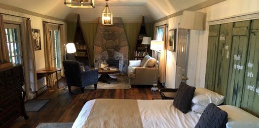 BOOK A PRIVATE CABIN by the lake <a href="/ArowhonPines/">Arowhon Pines</a> Ultimate luxury in  #AlgonquinPark A cabin for 2 with king bed, private bathroom, private comfortable lounge with sofa, chairs &amp; desk around a wood burning fireplace. Watch the sunset from your own deck. More: arowhonpines.ca