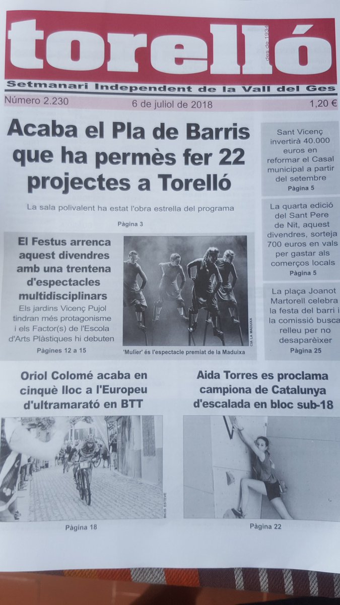 judithillamola's tweet photo. Orgullosa dels meus fills. Són noticia els mitjans de comunicació el @el9nou i @settorello Moltíssimes gràcies! 😘 #torelló #osona #escalada #climbing https://t.co/5dfj3tuRKo