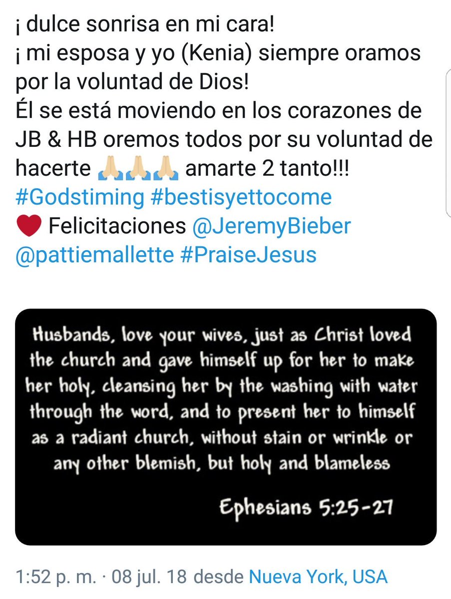 Justinn__94's tweet photo. Estoy en el pisooo😱🎉❤❤❤❤ un familiar de Hailey posteo esto en twitter felicitando a la familia de Justin https://t.co/8Trl0nlwmq