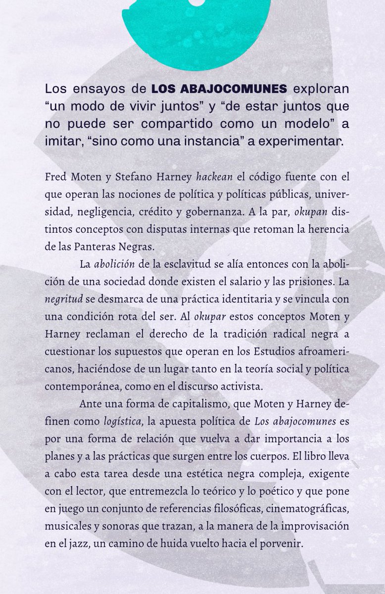 hacklib's tweet image. #librolibre &quot;Los abajocomunes: planear fugitivo y estudio negro&quot; es un librazo para repensar el capitalismo en clave filosófico-poética, hecho colectivamente y con herramientas libres #bibliotuit  bordarretazos.files.wordpress.com/2017/12/losaba…