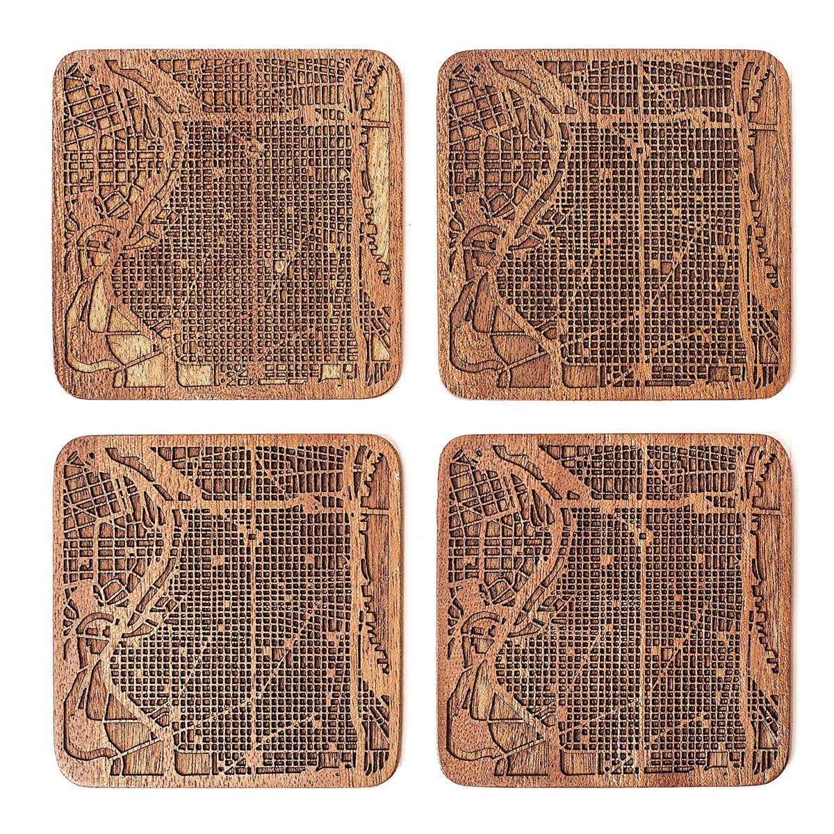 Philadelphia Map Coaster by O3 Design Studio, Set Of 4, Sapele Wooden Coaster With City Map, Handmade, Price: $25.99 amzn.to/2u3xt2z