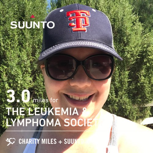 vikkilynnhorton's tweet photo. 3.0 @CharityMiles for @LLSusa. Thanks to @Suunto for sponsoring me! #MeetYourBetterSelf https://t.co/XYFMLMD4eI