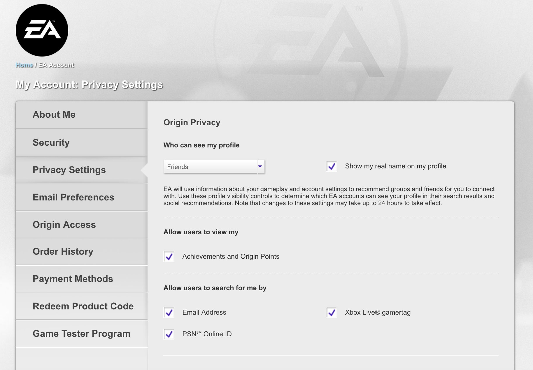 EA Account – Origin