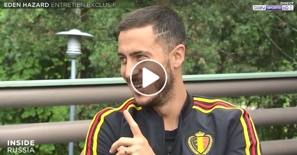 beinsports_FR's tweet photo. [📺 VIDEO] 🏆 #beINRussie 🇷🇺 
⚽ @hazardeden10 s'est confié en exclusivité à beIN SPORTS !
🎙 "J'étais supporter de l'équipe de France"
🚨 Il évoque les Bleus, Kylian Mbappé, la victoire face au Brésil...
https://t.co/XcmY19OU7c https://t.co/XJEw2vUGgp