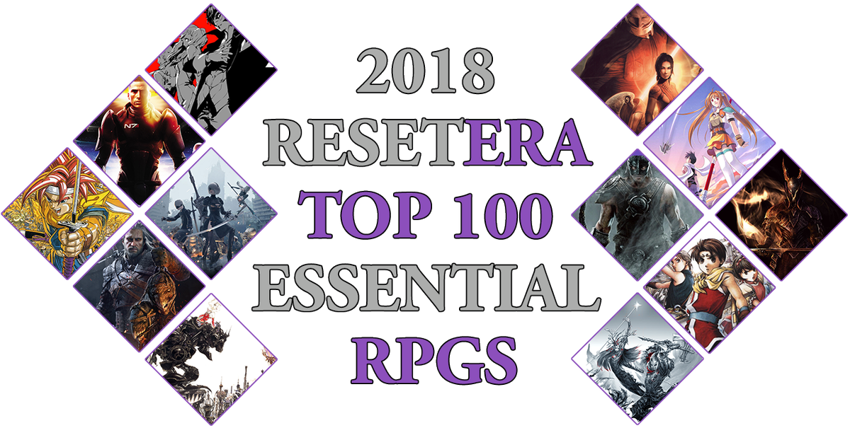 ReseteraForum's tweet photo. ResetEra members, what's your favorite #RPG of all time? What are RPGs that you think are essential for every gamer to play? Let your voice be heard as the 2018 list of "Resetera's Top 100 Essential RPGs" is made by voting now through July 22nd!

https://t.co/VD28UN1aqU https://t.co/pcCS9AbOAb