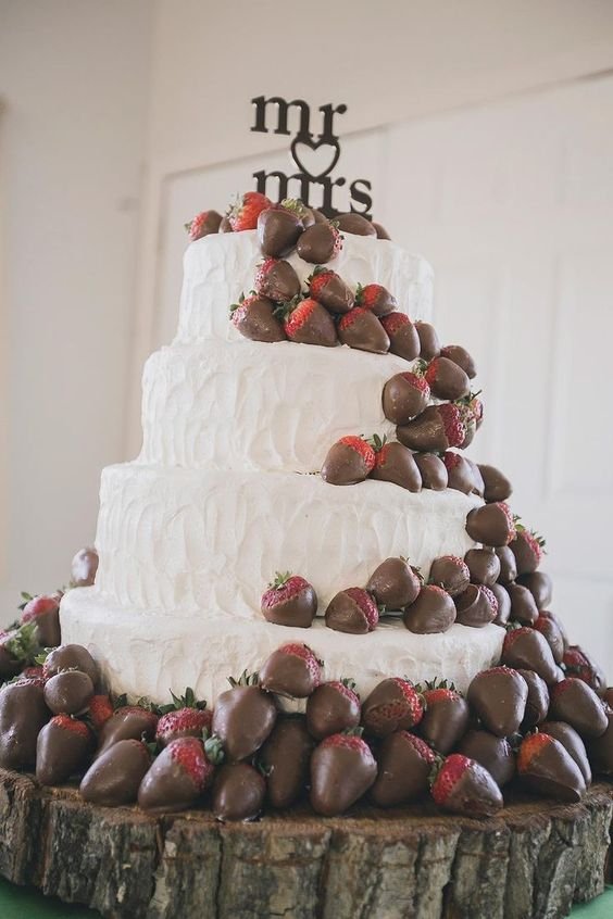 cmwdotcom's tweet photo. Wedding cake with chocolate covered strawberries? YES PLEASE! https://t.co/HRMTaM00yr https://t.co/wruDFLTo6l
