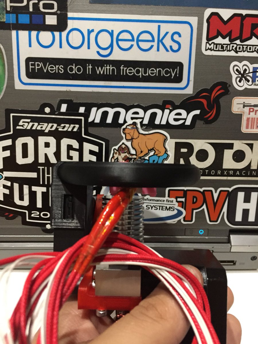 JRoss_3D's tweet photo. Loving the way this setup came out. @FlexionExtruder with @E3DOnline v6 fitted on the @folgertech FT-i3 with a little @adskFusion360 bracket I whipped up to mount my blower. The final part printer in @MakerGeeks HD red glass. #3dprinting #i3 #ilove3dprinting https://t.co/HIzPeEeEHT