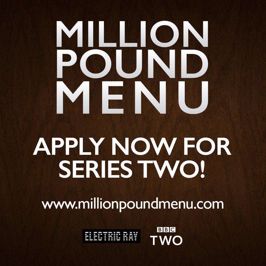 <a href="/BristolFG/">Bristol Food Guide</a> PRT? Bristol foodies! BBC Two’s Million Pound Menu is back! Do you need funding for your food concept? Apply at millionpoundmenu.com #bristol #bristoleats #bristolfood #foodies
