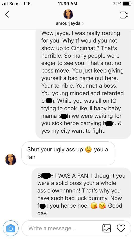 kya_kelly's tweet photo. #AmourJayda went AWOL for her entrepreneurial networking appearance in Cincinnati yesterday, and is now clapping back at disappointed citizens and FANS in the DMs.
—
#kyakelly
#kickinitwithkelly https://t.co/0z8pSnGclk