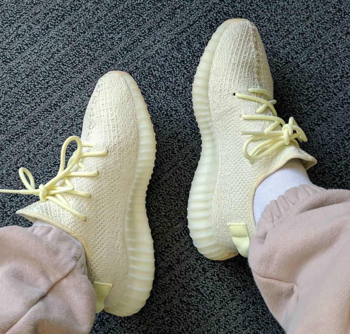 yeezy butter on feet