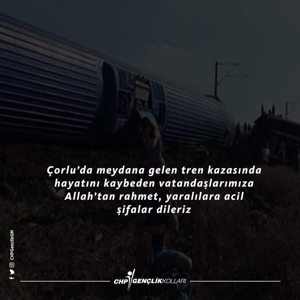 chp_universite's tweet photo. Çorlu'da meydana gelen tren kazasında hayatını kaybeden vatandaşlarımıza Allahtan rahmet, yaralılara acil şifalar diliyoruz. https://t.co/OhqNVVgKw5