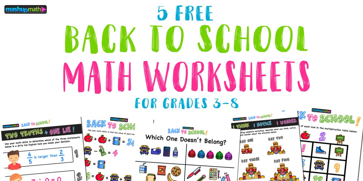 mashupmath's tweet photo. These Are The Only #BacktoSchool Math Worksheets You'll Ever Need: https://t.co/lRWh6ZPQw7 #MTBoS #iteachmath #mathchat #edchat https://t.co/1He60z5694