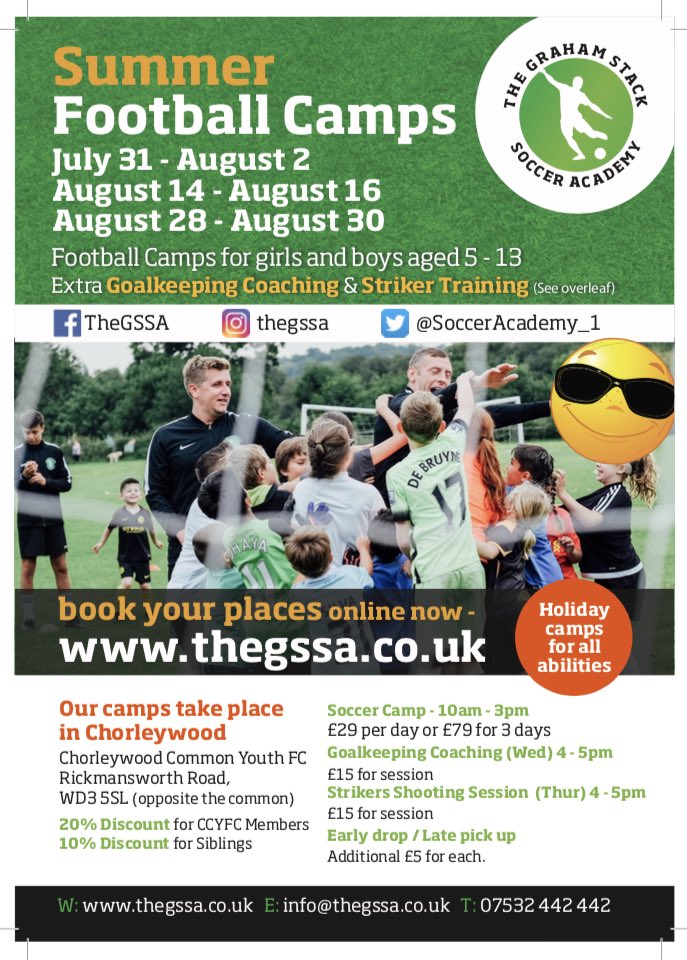 The School Year is nearly finished and it's time to start planning for your summer holidays! 

We can't wait to welcome back some familiar faces and look forward to meeting lots of new players!

To book or find out more information please go to - thegssa.co.uk