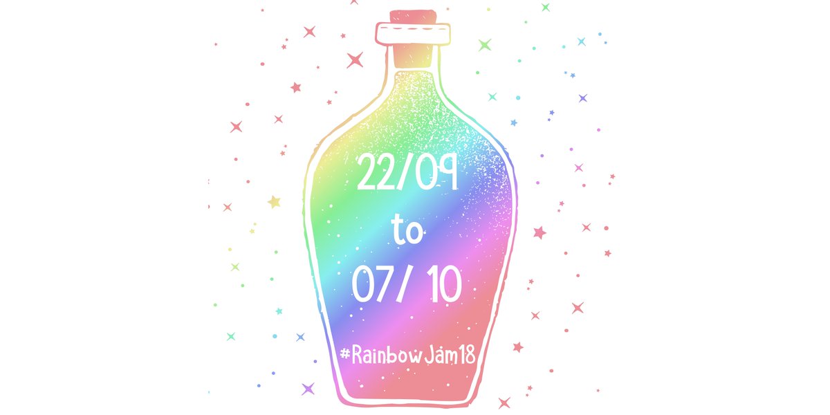 #RainbowJam18
🏳️‍🌈🏳️‍🌈🏳️‍🌈22/09-07/10🏳️‍🌈🏳️‍🌈🏳️‍🌈

itch.io/jam/rainbowjam…

In collaboration with <a href="/QueerlyRepMe/">Represent Me</a>!
🏳️‍🌈🏳️‍🌈🏳️‍🌈🏳️‍🌈🏳️‍🌈🏳️‍🌈🏳️‍🌈🏳️‍🌈
#GameJam #GameDev #IndieDev #Games #IndieGames #LGBT #DiverseGames #games #itchio #LGBTQ