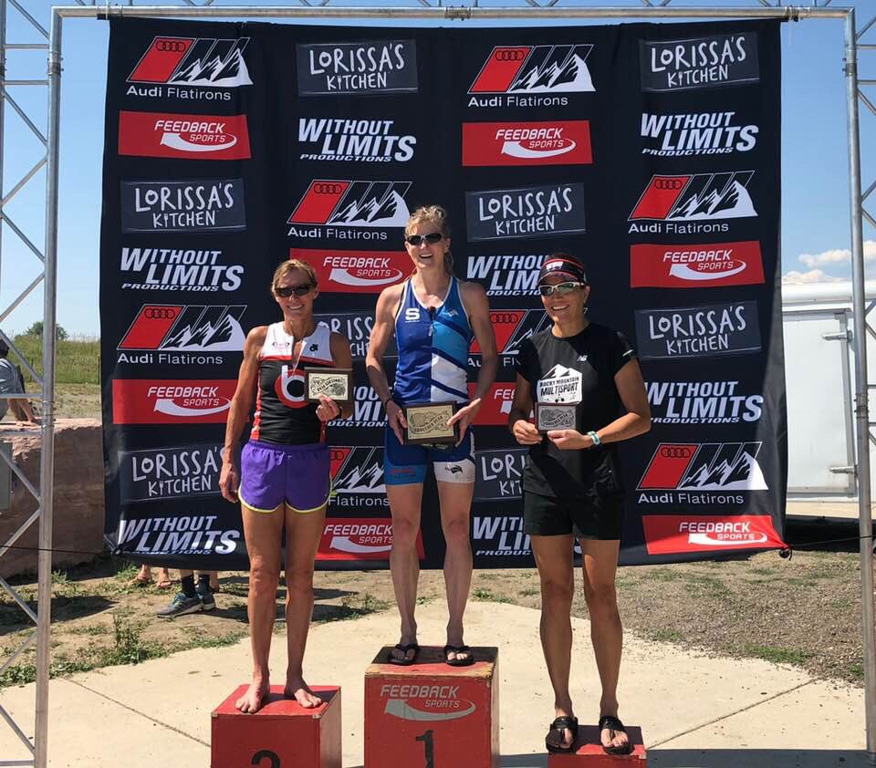 Tri challenge, name this W50-54 podium at Boulder Peak triathlon today. Much rock star power. #trainsmartgetresults
