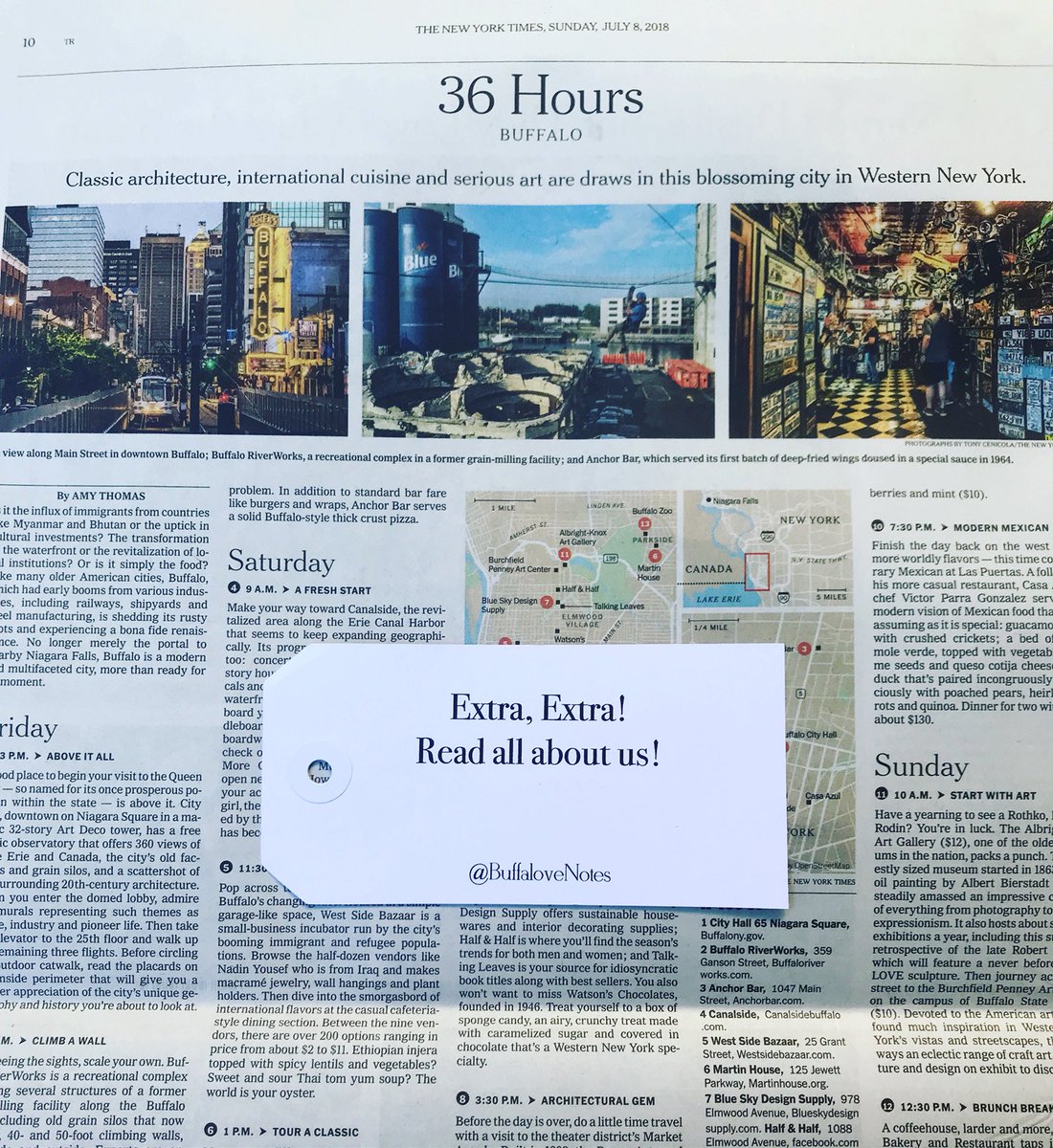 BuffaloveNotes's tweet image. A Times to remember. Thank you, @nytimes for the #Buffalove!#BuffaloveNotes #Buffalo