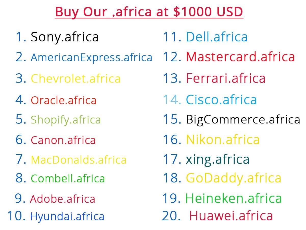 atometech's tweet photo. Buy our dot #africa domains at $1,000 USD via --> https://t.co/0lq1mEZW98 ;
#ThaiCaveRescue #OddVendingMachineItems #UpdateAClassicSitcom
#SundayMotivation #RCTID #LAFCvORL #UFC226 #G1USA #SundayFunday #MyMafiaNameIs #Tatort #IowaCorn300 https://t.co/j5jSLud4Go