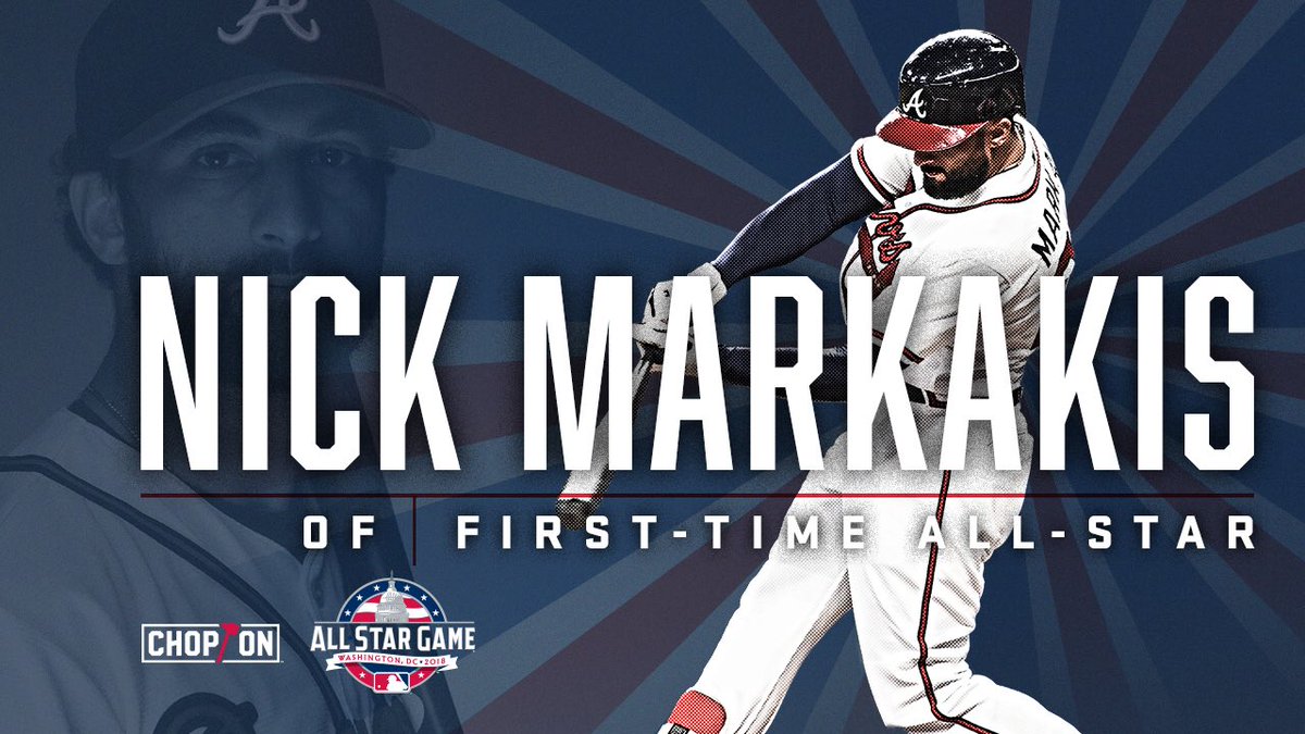 Braves's tweet image. Congratulations to Nick Markakis for being selected for his FIRST @AllStarGame! #ChopOn