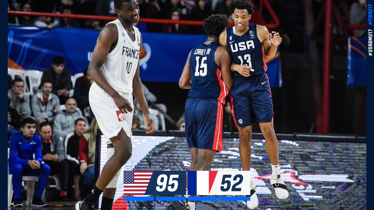 FINAL: 🇺🇸 #USABMU17 95, 🇫🇷 France 52

The USA U17 Men win 2018 #FIBAU17 World Cup gold!
