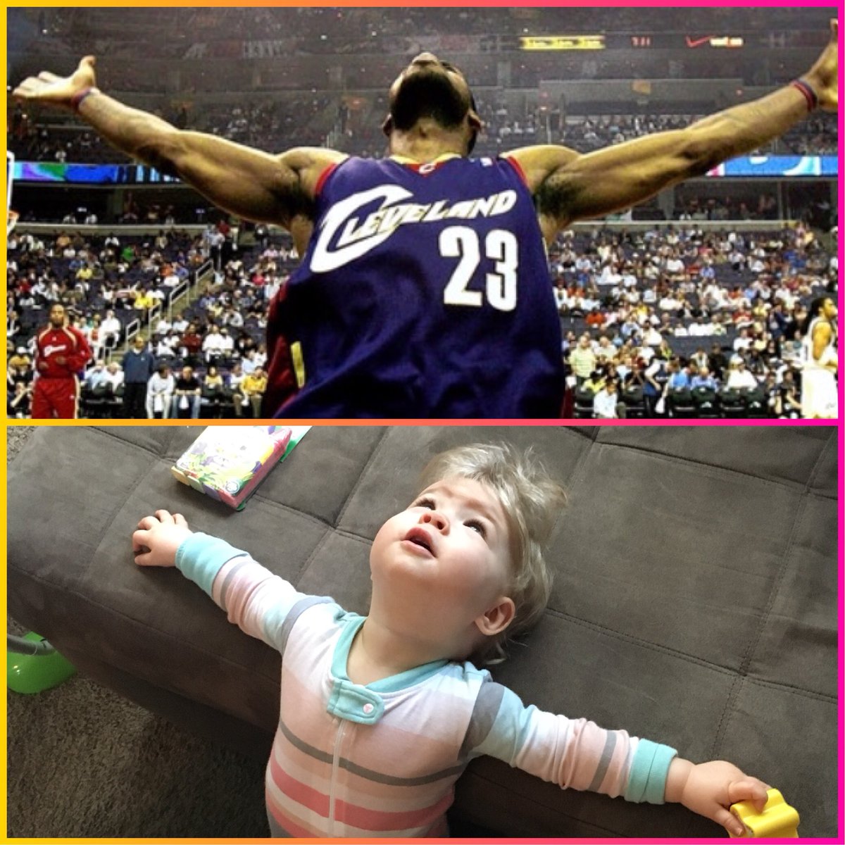 CraftChambers's tweet photo. Channeling her inner LBJ. @KingJames #WINNER https://t.co/ijii8zZKie