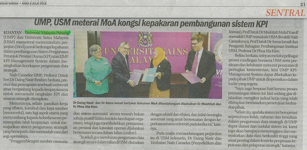 umpsamalaysia's tweet photo. #UMPSharing
Kosmo : UMP, USM meterai MoA kongsi kepakaran pembangunan sistem KPI
https://t.co/rUFB4TwGbf
#UMPFirstChoice #MyGiftUMP #MyCommunityUMP https://t.co/Mrj6wbxq9X