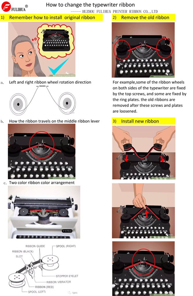 printerribbon's tweet photo. How to change refill ribbon for typewriter ribbon? Come here and just read the struction in the pic. You will be clear about that.

And if you have printer ribbon inquiry and order, pls take it to me. 

Irene Lee just always here for you 
86 15356917302 https://t.co/5X6xe5pX9M