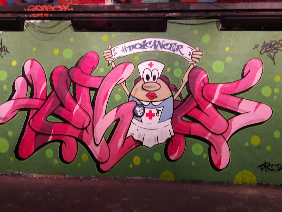StartLicensing's tweet photo. Some great #streetart on show @LeakeStArches atm including some in support of #do1cancer campaign - good to see #streetartists using their art in such a proactive way. Plus a super #harrykane tribute  @WeAreWaterlooUK @se1 https://t.co/QKexNy71Ft