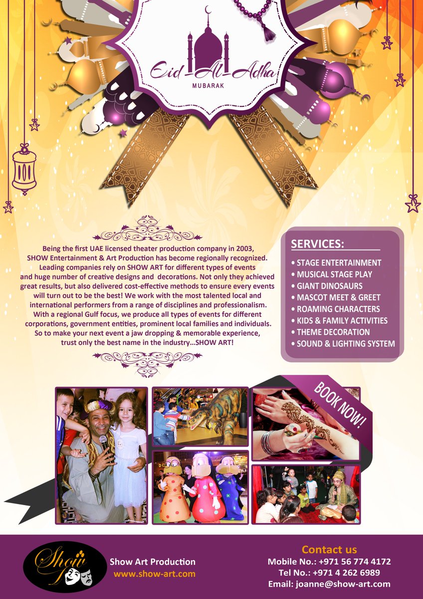 showart_ae's tweet photo. Let us join you to celebrate and make your Eid Al Adha memorable... Book now!

#EidAlAdha #Events #Mascot #MascotMakers #UAE #Show #Art #Production #Entertainments #Birthday #Party #ShowArt #Events #Equipments #Sounds #Lights #Organizer #Planner https://t.co/oFGjM5zlQZ