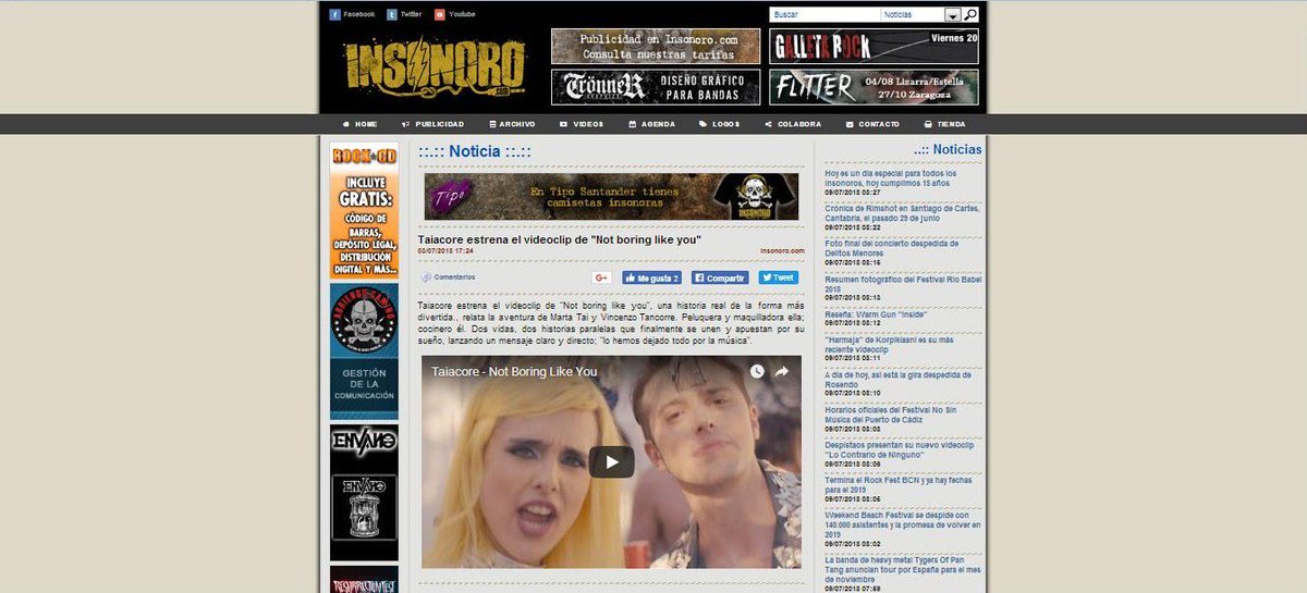 PaulBackMusic's tweet photo. El nuevo videoclip de @Taiacore, #NotBoringLikeYou sigue subiendo como la espuma y nuevos medios especializados continúan haciéndose eco de este estreno 🔝☑️☑️
https://t.co/HbvOjdgTsV https://t.co/KE0UlGpKjW