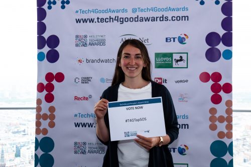 BritishAPCO's tweet photo. Voting closes today at 5.00pm! Please support @Tap_SOS in the @Tech4GoodAwards by casting your vote here https://t.co/ZrNgdIyxpL Best of luck to @BeccaHume and the team #999apps #BAPCO #publicsafetytech #T4GTapSOS - find out more about their journey https://t.co/3izgJ07xLQ https://t.co/O0WXPPrMvn