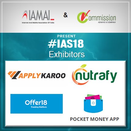 IAMAI &amp; <a href="/vcommission/">vCommission</a> present #IAS18 

Exhibiting at the super affiliate meetup - <a href="/ApplykarooCom/">ApplyKaroo</a>, <a href="/Nutrafy/">Nutrafy</a>, <a href="/offer_18/">Offer18</a>, <a href="/pocketmoneyapp/">PocketMoney</a>. 

Read about it - indiaaffiliatesummit.in/exhibitor/ 

Book your space today - indiaaffiliatesummit.in/affiliate-stre…