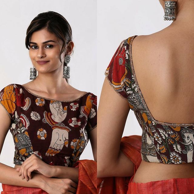HOBdotcom's tweet photo. Hand to God, this two fabric mix blouse is by far trending this summer. The mustard and maroon motifs make this blouse a friendly neighbour who will always save the day! Pair her with a rich orange or red Tussar saree and see her conquer the world. ⠀… https://t.co/3kfD5PyxEN https://t.co/0h6unEsVbt
