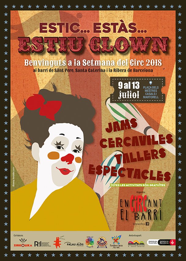 PremisZirkolika's tweet photo. Preparats!?? ▶️Estic... Estàs... ESTIU CLOWN 🙌
Arrenca la #SetmanadelCirc al barri de St Pere, Sta Caterina i La Ribera #Barcelona:
👨👩👧👦 #Tallers #circ en #família
🤡 #Pallassos
💈 JAM de #malabars #xanques #clown
🎪 #Cabaret
ℹ️ https://t.co/igunMKyO6i #enCIRCant https://t.co/rsYt8gWmys