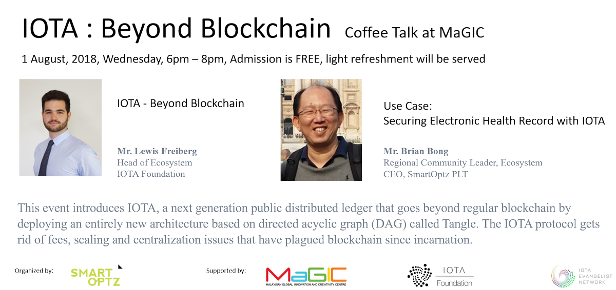 blacksalukis's tweet photo. IOTA Beyond Blockchain Coffee Talk @ MaGIC, Malaysia, #IOTA #IOTAKL #SmartOptz https://t.co/nTeawjaOQt