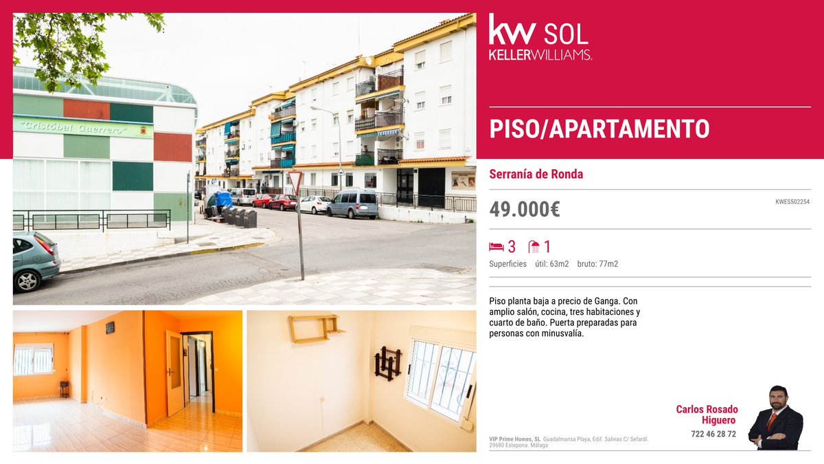 KellerWSol's tweet photo. Mañana 10 de JULIO de 10:30 a 13:00 horas en #Ronda C/Giner de los Ríos, n12 ¡OPEN HOUSE! Oportunidad de oro por 49,000 € ¡Ven a visitarlo!  + info en 722 46 28 72 - carlos.rosado@kwspain.es https://t.co/Pd708IG0j8