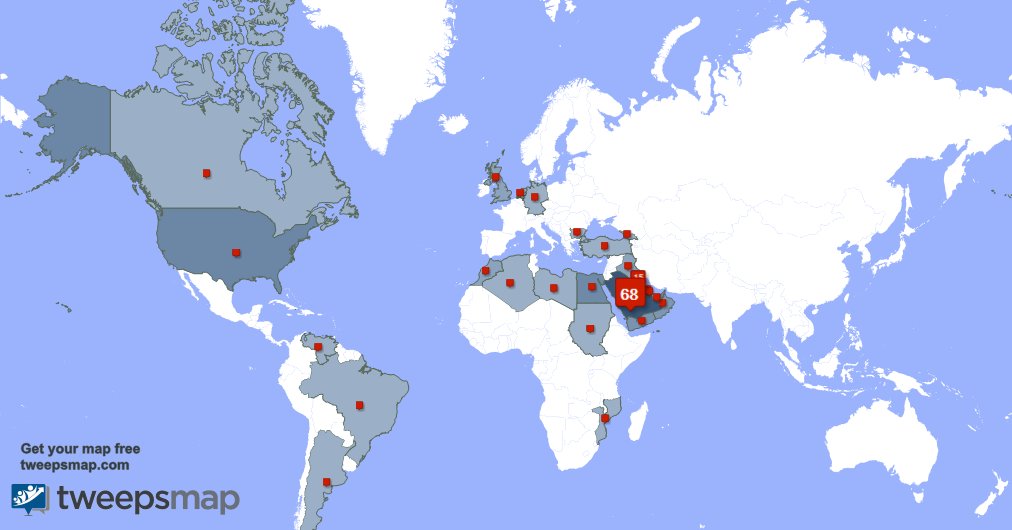 شكر خاص للمتابعين ال2 الجدد من العراق  خلال الأسبوع الماضي. tweepsmap.com/!GdeerA .
