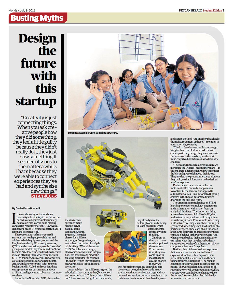 santa_nitk's tweet image. @qtpiofficial  story at @DeccanHerald :) 
#QtPiRobotics #DeccanHerald #Robotics #STEMEducation