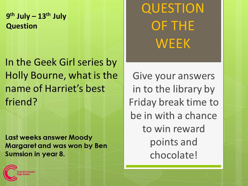 CLHSLib's tweet image. CLHS Question of the week, last weeks answer was Moody Margaret and was won by Ben Sumsion in year 8.  @HolSmale Tasha in year 10 came up with this question.