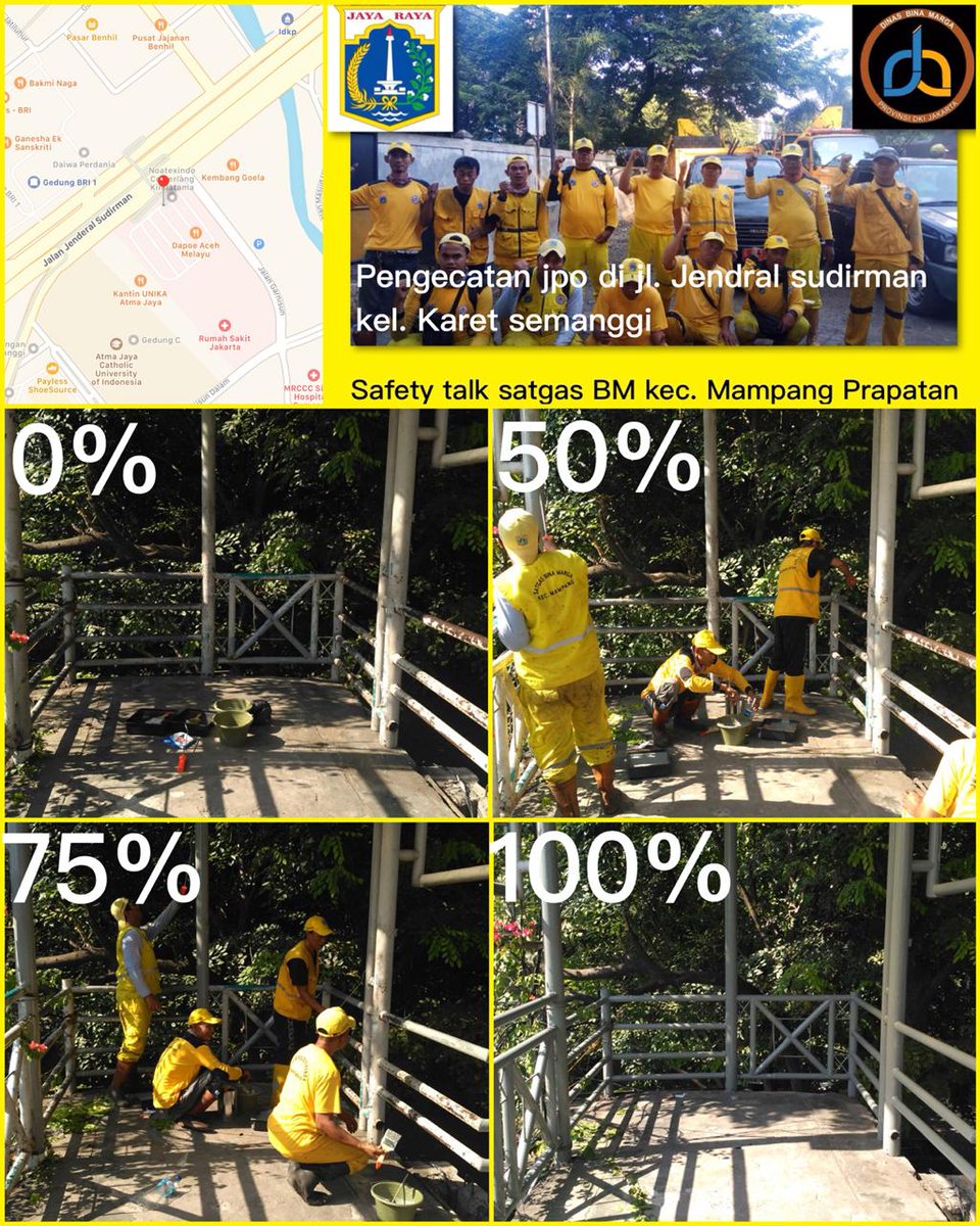 SDBMmampang's tweet photo. Pengecatan JPO Jl. Jendral sudirman kel. Semanggi . @Info_BinaMarga @binamargajaksel @BinaMargaDKI @RadioElshinta @aniesbaswedan @sandiuno #timkuning #timmampangprapatan https://t.co/xQWi26QErf