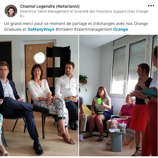 [#RéinventonsLesRH] La semaine dernière, nous avons animé un bel atelier de co-construction avec les équipes et les jeunes d'<a href="/orange/">Orange</a> pour imaginer les #GraduateProgrammes de demain ! Au coeur des discussions ? #mobilités #empowerment et #expériencecollaborateurs