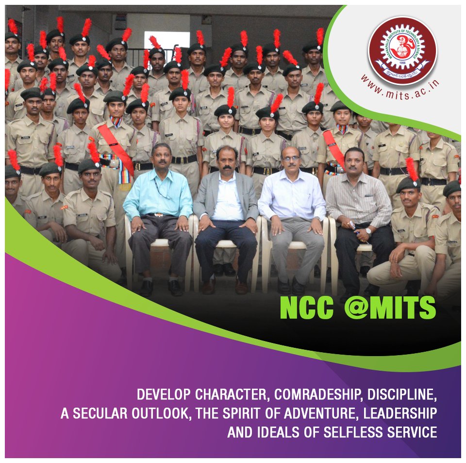 MITS_College's tweet photo. National Cadet Corps (NCC) of #MITS started in 2016, that fosters the overall development of each of its cadet in every field like #sports, #academics, #cultural activities or adventurous activities. #NCCUnit
Apply now - <https://t.co/sPHRdHHNWM>
Call us @9052077747, 8008570076 https://t.co/eqjfKjoAjh