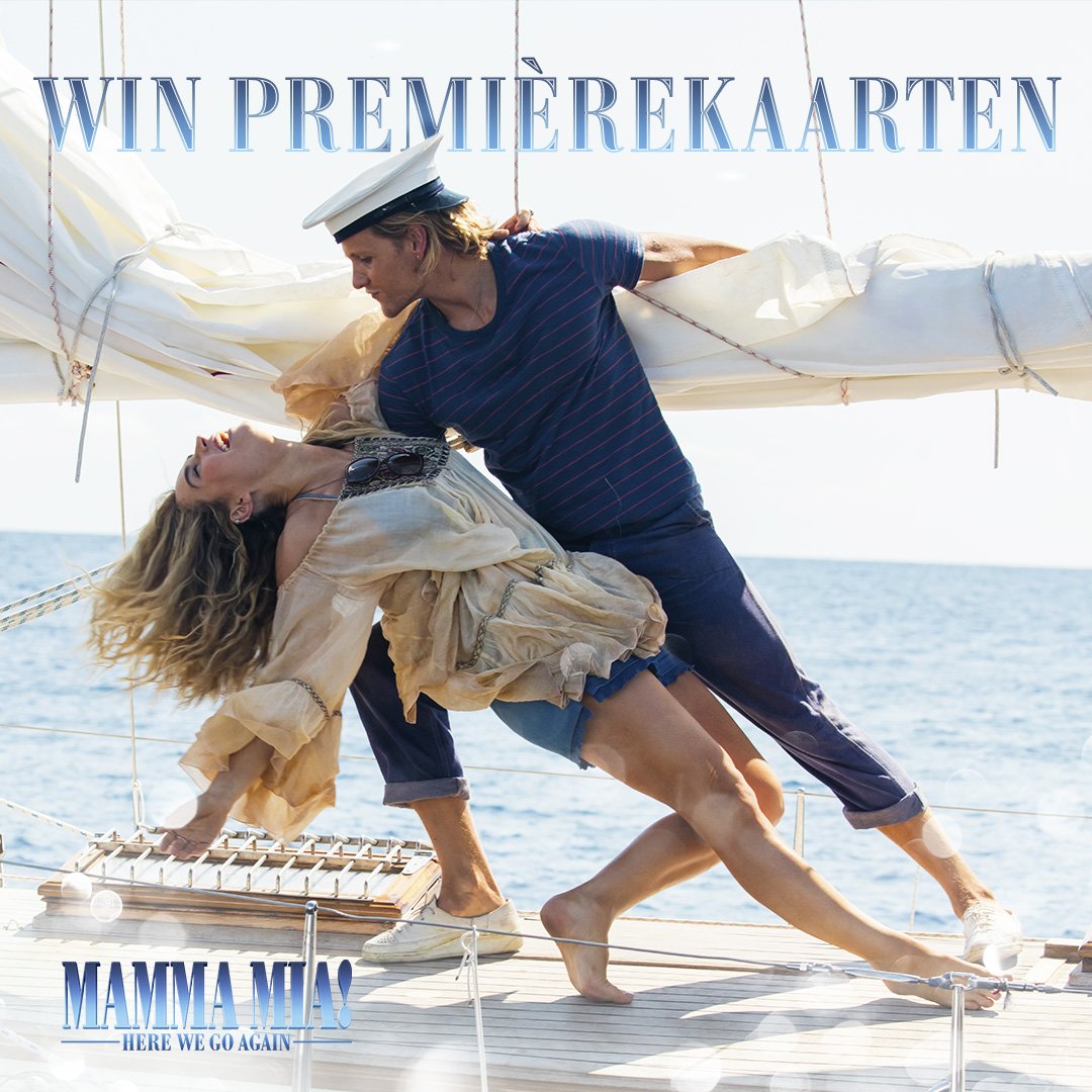 Win twee kaarten voor de première van Mamma Mia! Here We Go Again op 17 juli in Amsterdam. Retweet en en maak kans! #MammaMia2NL